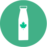 Milk bottle with a maple leaf in the center