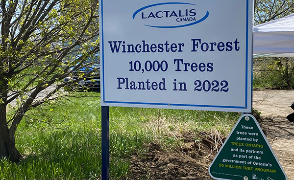 Lactalis Canada partners with South Nation Conservation to create 12-Acre Forest on Lactalis Winchester grounds.