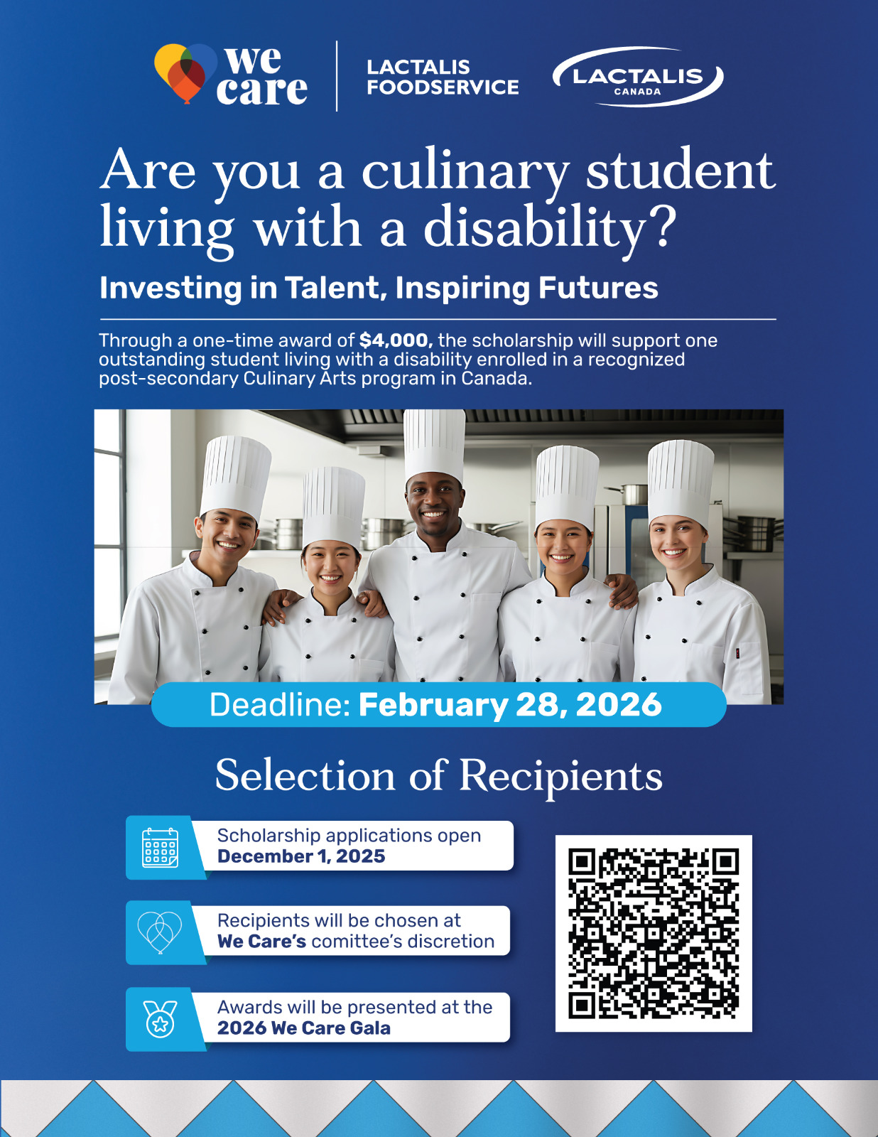 Service alimentaire de Lactalis Canada s’associe à WeCare pour lancer une nouvelle bourse d’études culinaire destinée aux étudiants handicapés